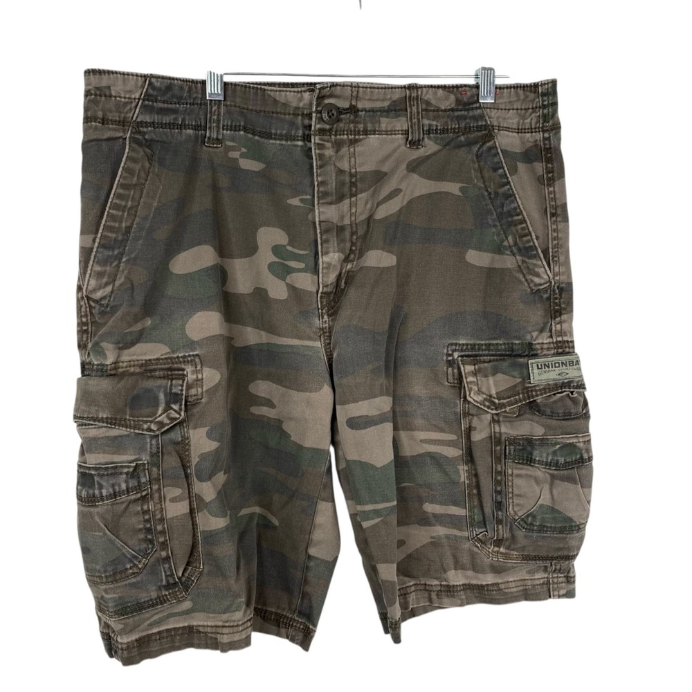 Unionbay Shorts Mens 36 Green Brown Camo Cargo Utility Street Hiking y2k 90s